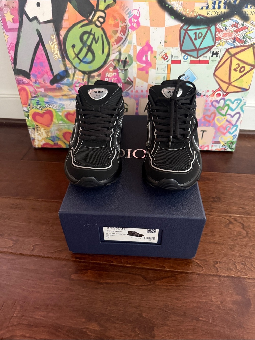 Dior Black & White Trim Mesh Leather Sneakers